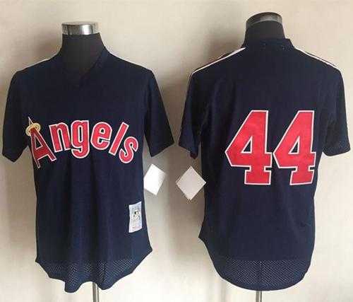 Mitchell And Ness 1984 Los Angeles Angels Of Anaheim #44 Reggie Jackson Navy Blue Throwback Stitched MLB Jersey