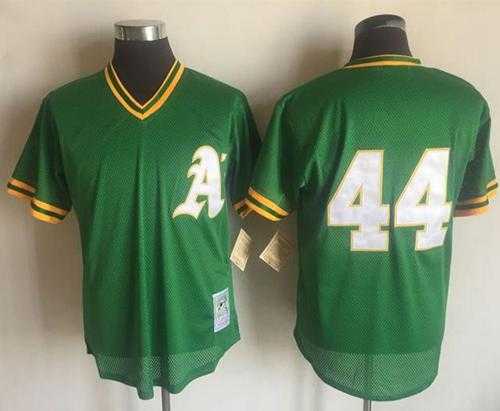 Mitchell And Ness 1987 Oakland Athletics #44 Reggie Jackson Green Throwback Stitched MLB Jersey