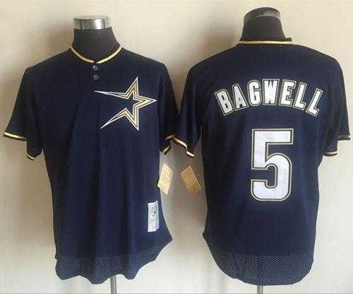Mitchell And Ness 1997 Houston Astros #5 Jeff Bagwell Navy Blue Throwback Stitched MLB Jersey