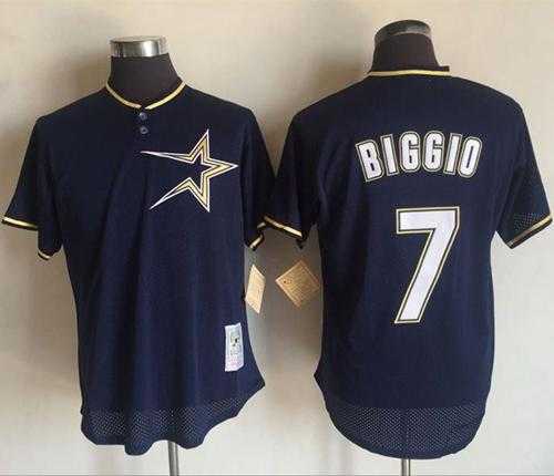 Mitchell And Ness 1997 Houston Astros #7 Craig Biggio Navy Blue Throwback Stitched MLB Jersey