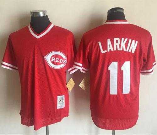 Mitchell And Ness Cincinnati Reds #11 Barry Larkin Red Throwback Stitched MLB Jersey