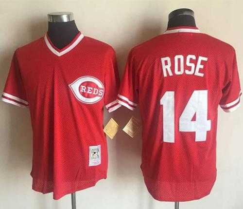 Mitchell And Ness Cincinnati Reds #14 Pete Rose Red Throwback Stitched MLB Jersey