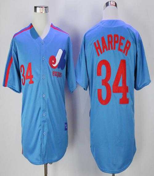 Mitchell And Ness Montreal Expos #34 Bryce Harper Blue Throwback Stitched MLB Jersey Mitchell And Ness Montreal Expos #34 Bryce Harper Blue Throwback Stitched MLB Jersey