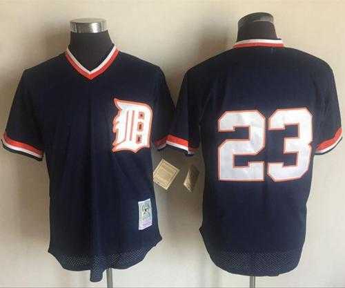 Mitchell and Ness Detroit Tigers #23 Kirk Gibson Blue Throwback Stitched MLB Jersey