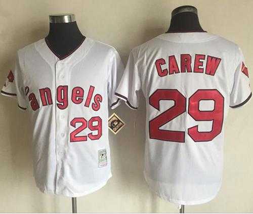 Mitchell and Ness Los Angeles Angels Of Anaheim #29 Rod Carew White Stitched MLB Jersey Mitchell and Ness Los Angeles Angels Of Anaheim #29 Rod Carew White Stitched MLB Jersey