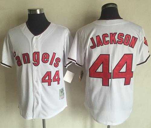 Mitchell and Ness Los Angeles Angels Of Anaheim #44 Reggie Jackson White Stitched MLB Jersey