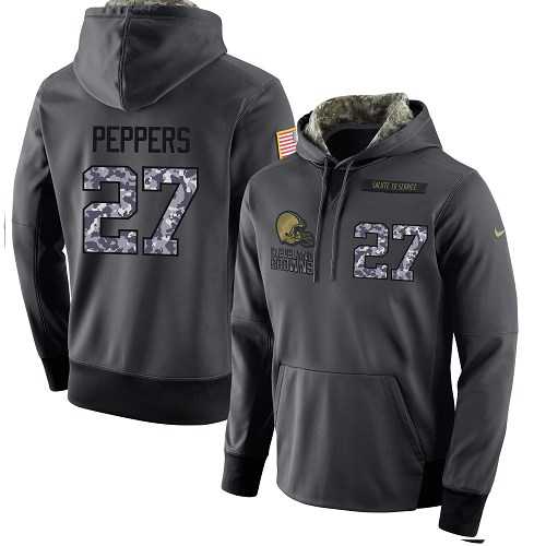 NFL Men's Nike Cleveland Browns #27 Jabrill Peppers Stitched Black Anthracite Salute to Service Player Performance Hoodie