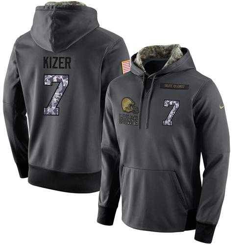 NFL Men's Nike Cleveland Browns #7 DeShone Kizer Stitched Black Anthracite Salute to Service Player Performance Hoodie