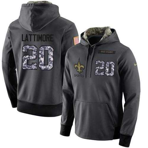 NFL Men's Nike New Orleans Saints #20 Marshon Lattimore Stitched Black Anthracite Salute to Service Player Performance Hoodie