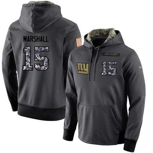 NFL Men's Nike New York Giants #15 Brandon Marshall Stitched Black Anthracite Salute to Service Player Performance Hoodie