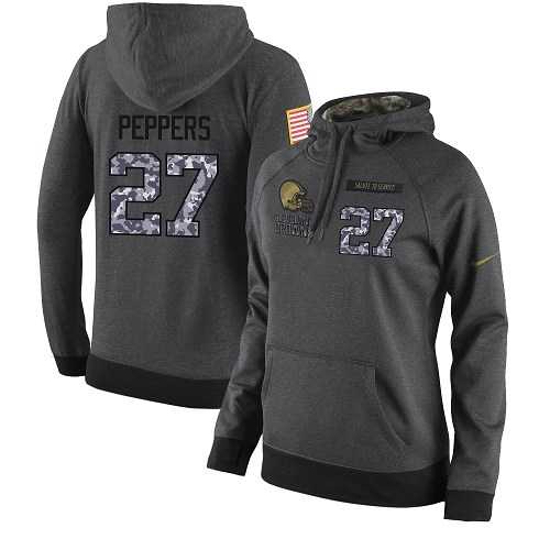 NFL Women's Nike Cleveland Browns #27 Jabrill Peppers Stitched Black Anthracite Salute to Service Player Performance Hoodie