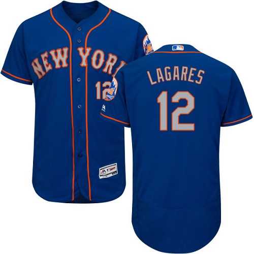 New York Mets #12 Juan Lagares Blue(Grey NO.) Flexbase Authentic Collection Stitched MLB Jersey