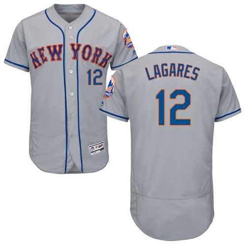 New York Mets #12 Juan Lagares Grey Flexbase Authentic Collection Stitched MLB Jersey