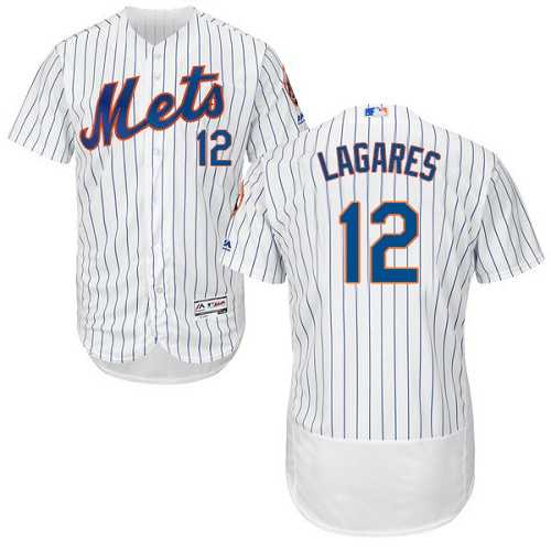 New York Mets #12 Juan Lagares White(Blue Strip) Flexbase Authentic Collection Stitched MLB Jersey