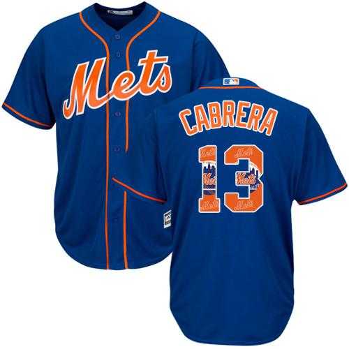 New York Mets #13 Asdrubal Cabrera Blue Team Logo Fashion Stitched MLB Jersey