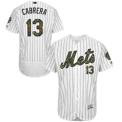 New York Mets #13 Asdrubal Cabrera White(Blue Strip) Flexbase Authentic Collection Memorial Day Stitched MLB Jersey