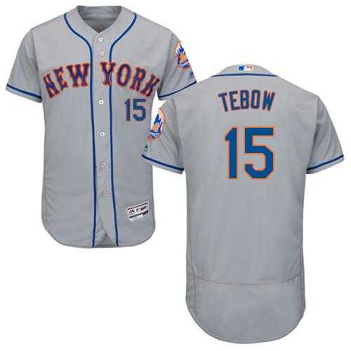 New York Mets #15 Tim Tebow Grey Flexbase Authentic Collection Stitched MLB Jersey