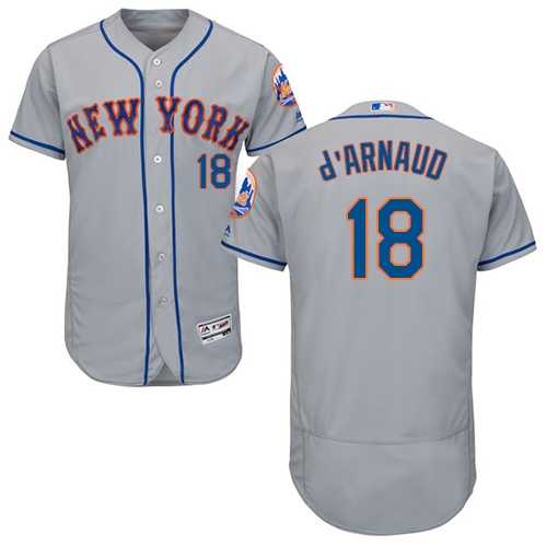 New York Mets #18 Travis d'Arnaud Grey Flexbase Authentic Collection Stitched MLB Jersey