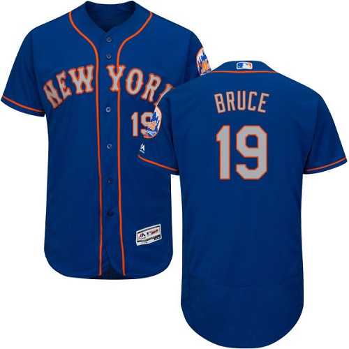 New York Mets #19 Jay Bruce Blue(Grey NO.) Flexbase Authentic Collection Stitched MLB Jersey