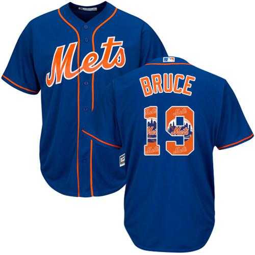 New York Mets #19 Jay Bruce Blue Team Logo Fashion Stitched MLB Jersey