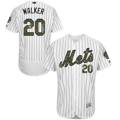 New York Mets #20 Neil Walker White(Blue Strip) Flexbase Authentic Collection Memorial Day Stitched MLB Jersey
