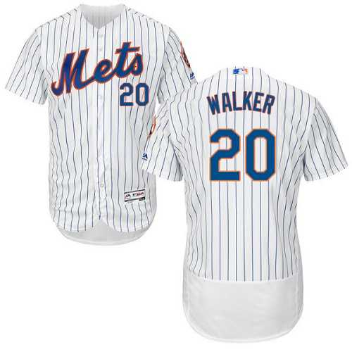 New York Mets #20 Neil Walker White(Blue Strip) Flexbase Authentic Collection Stitched MLB Jersey