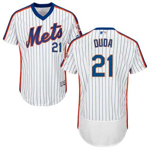 New York Mets #21 Lucas Duda White(Blue Strip) Flexbase Authentic Collection Alternate Stitched MLB Jersey