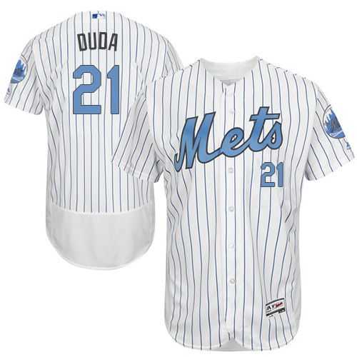 New York Mets #21 Lucas Duda White(Blue Strip) Flexbase Authentic Collection Father's Day Stitched MLB Jersey