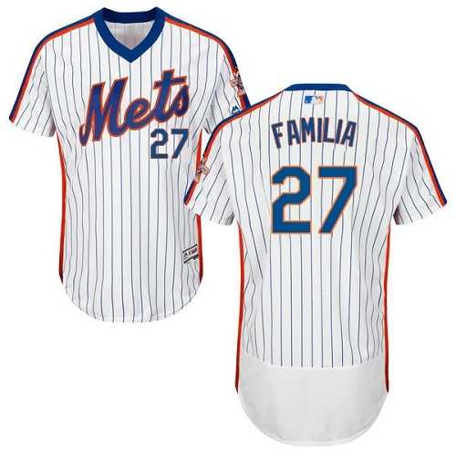 New York Mets #27 Jeurys Familia White(Blue Strip) Flexbase Authentic Collection Alternate Stitched MLB Jersey