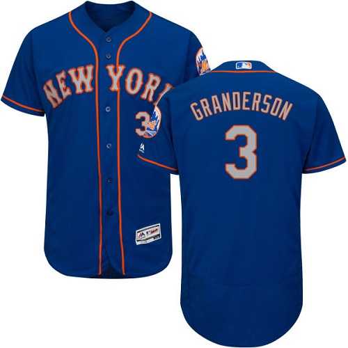 New York Mets #3 Curtis Granderson Blue(Grey NO.) Flexbase Authentic Collection Stitched MLB Jersey