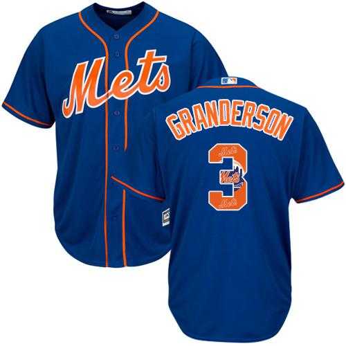 New York Mets #3 Curtis Granderson Blue Team Logo Fashion Stitched MLB Jersey