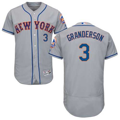 New York Mets #3 Curtis Granderson Grey Flexbase Authentic Collection Stitched MLB Jersey