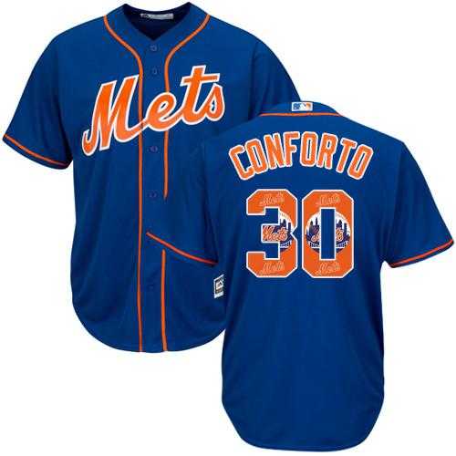 New York Mets #30 Michael Conforto Blue Team Logo Fashion Stitched MLB Jersey
