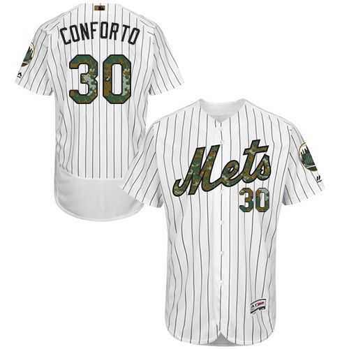 New York Mets #30 Michael Conforto White(Blue Strip) Flexbase Authentic Collection Memorial Day Stitched MLB Jersey