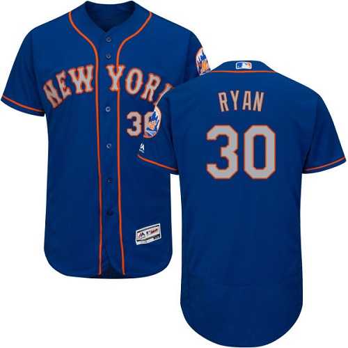 New York Mets #30 Nolan Ryan Blue(Grey NO.) Flexbase Authentic Collection Stitched MLB Jersey