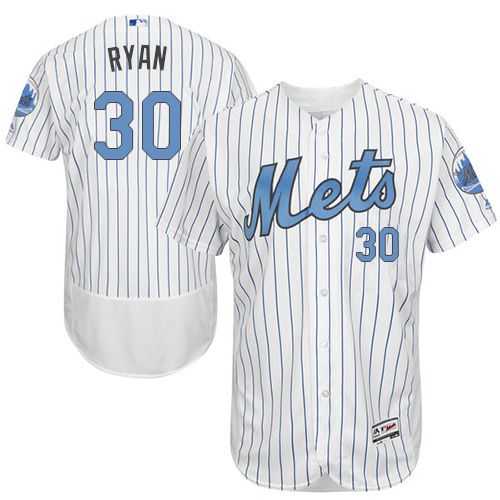 New York Mets #30 Nolan Ryan White(Blue Strip) Flexbase Authentic Collection Father's Day Stitched MLB Jersey