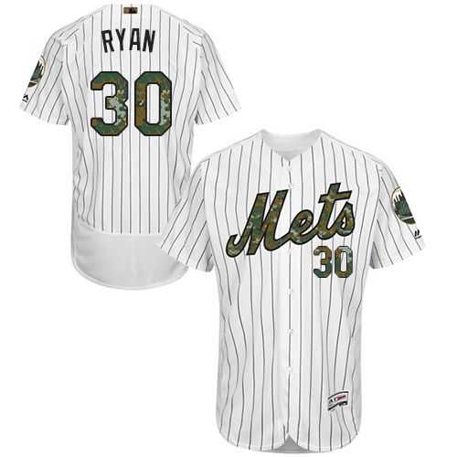 New York Mets #30 Nolan Ryan White(Blue Strip) Flexbase Authentic Collection Memorial Day Stitched MLB Jersey
