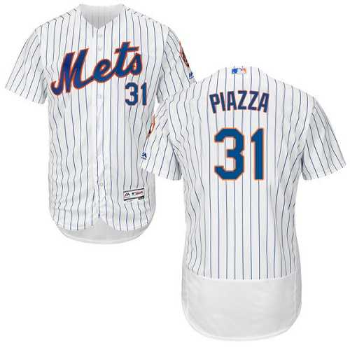 New York Mets #31 Mike Piazza White(Blue Strip) Flexbase Authentic Collection Stitched MLB Jersey