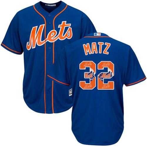 New York Mets #32 Steven Matz Blue Team Logo Fashion Stitched MLB Jersey