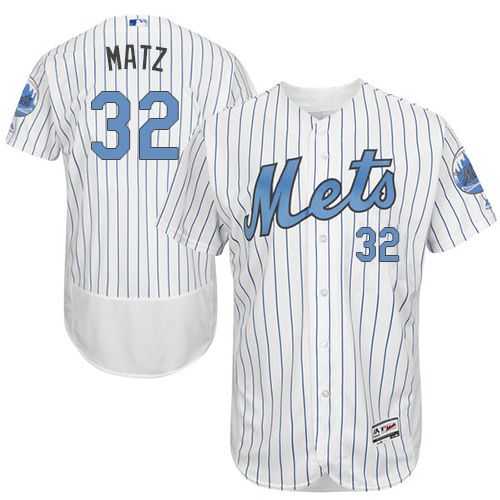 New York Mets #32 Steven Matz White(Blue Strip) Flexbase Authentic Collection Father's Day Stitched MLB Jersey