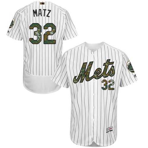 New York Mets #32 Steven Matz White(Blue Strip) Flexbase Authentic Collection Memorial Day Stitched MLB Jersey