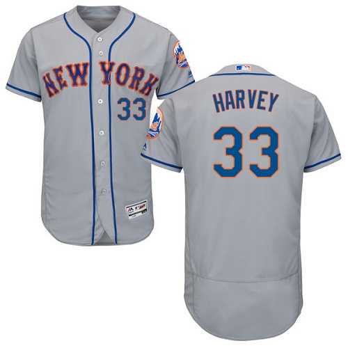 New York Mets #33 Matt Harvey Grey Flexbase Authentic Collection Stitched MLB Jersey