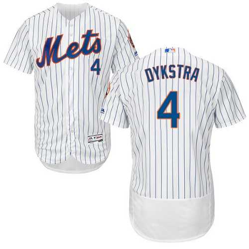 New York Mets #4 Lenny Dykstra White(Blue Strip) Flexbase Authentic Collection Stitched MLB Jersey