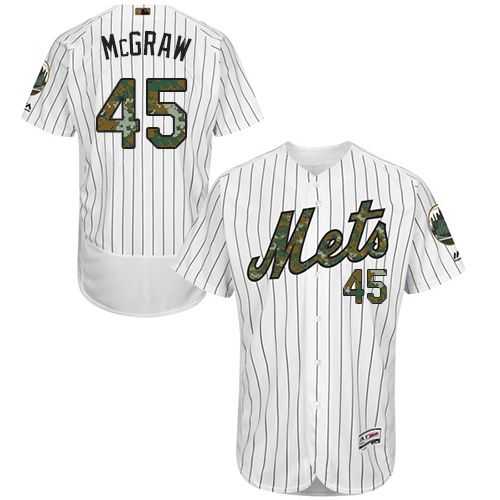 New York Mets #45 Tug McGraw White(Blue Strip) Flexbase Authentic Collection Memorial Day Stitched MLB Jersey