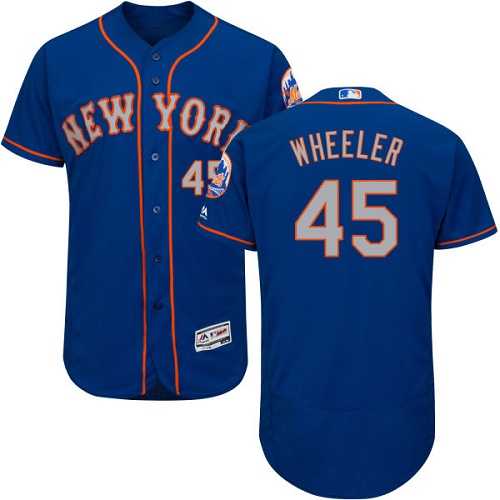 New York Mets #45 Zack Wheeler Blue(Grey NO.) Flexbase Authentic Collection Stitched MLB Jersey