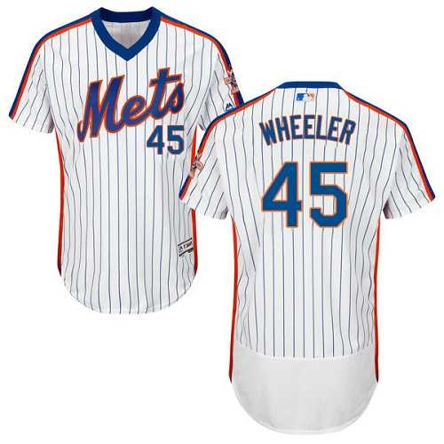 New York Mets #45 Zack Wheeler White(Blue Strip) Flexbase Authentic Collection Alternate Stitched MLB Jersey