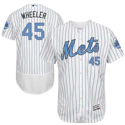 New York Mets #45 Zack Wheeler White(Blue Strip) Flexbase Authentic Collection Father's Day Stitched MLB Jersey