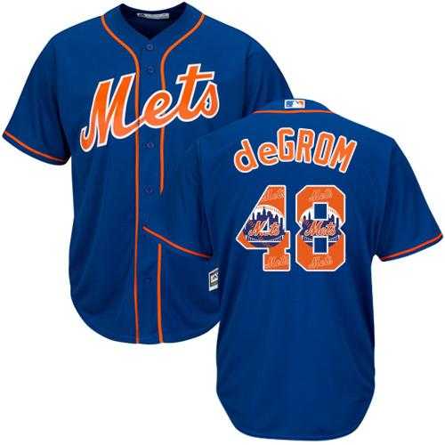 New York Mets #48 Jacob DeGrom Blue Team Logo Fashion Stitched MLB Jersey