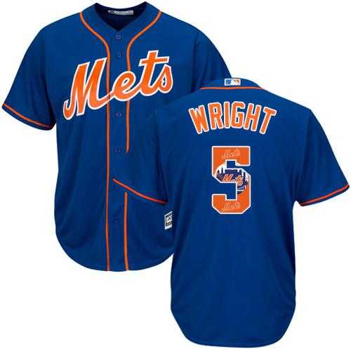 New York Mets #5 David Wright Blue Team Logo Fashion Stitched MLB Jersey