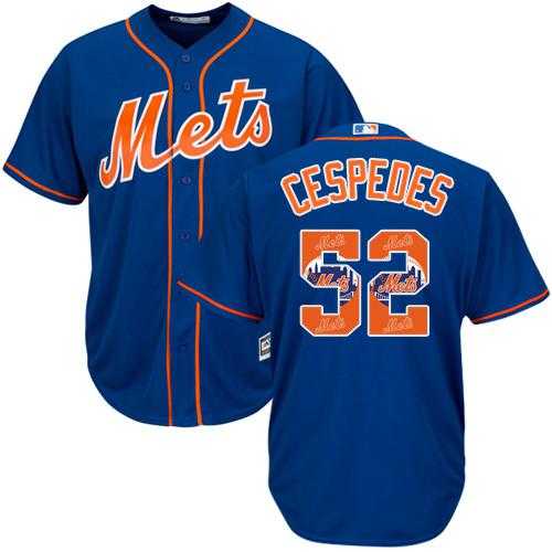 New York Mets #52 Yoenis Cespedes Blue Team Logo Fashion Stitched MLB Jersey